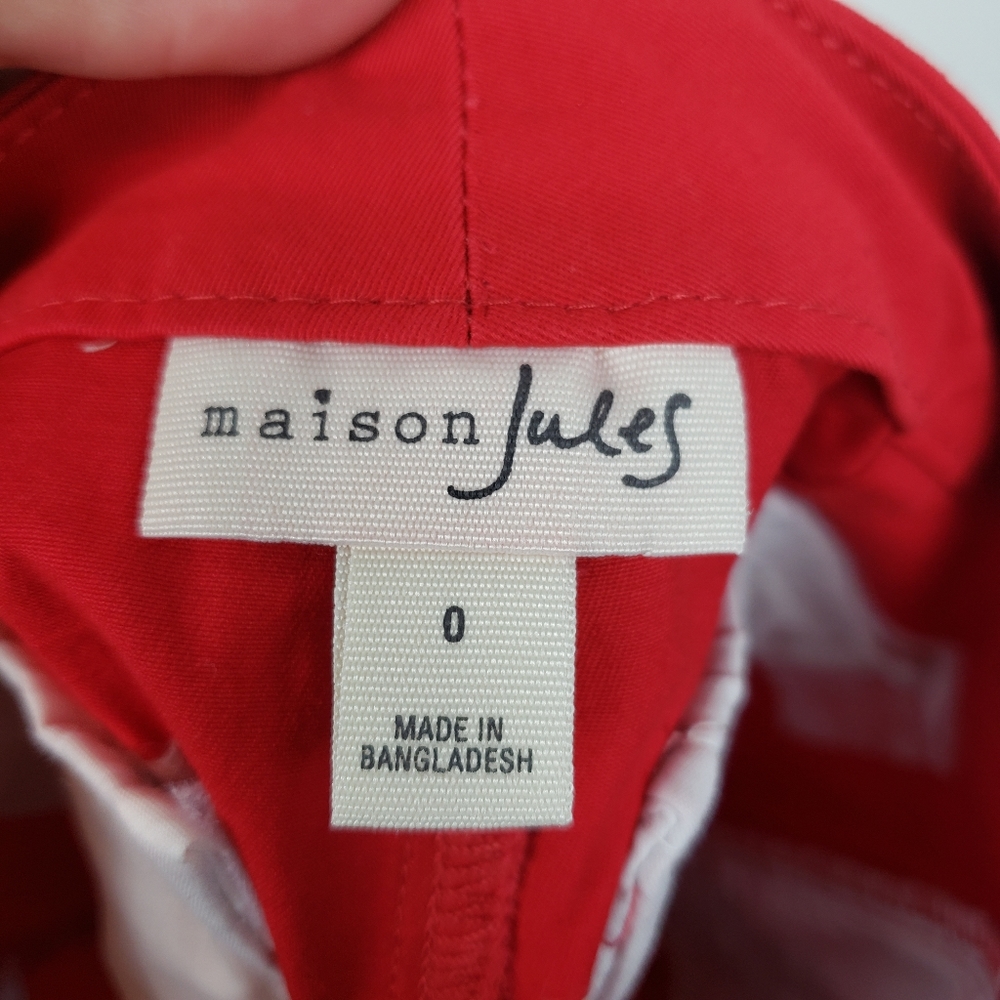 Maison Jules Women's red shorts chino NWT sz 0 - Picture 3 of 4